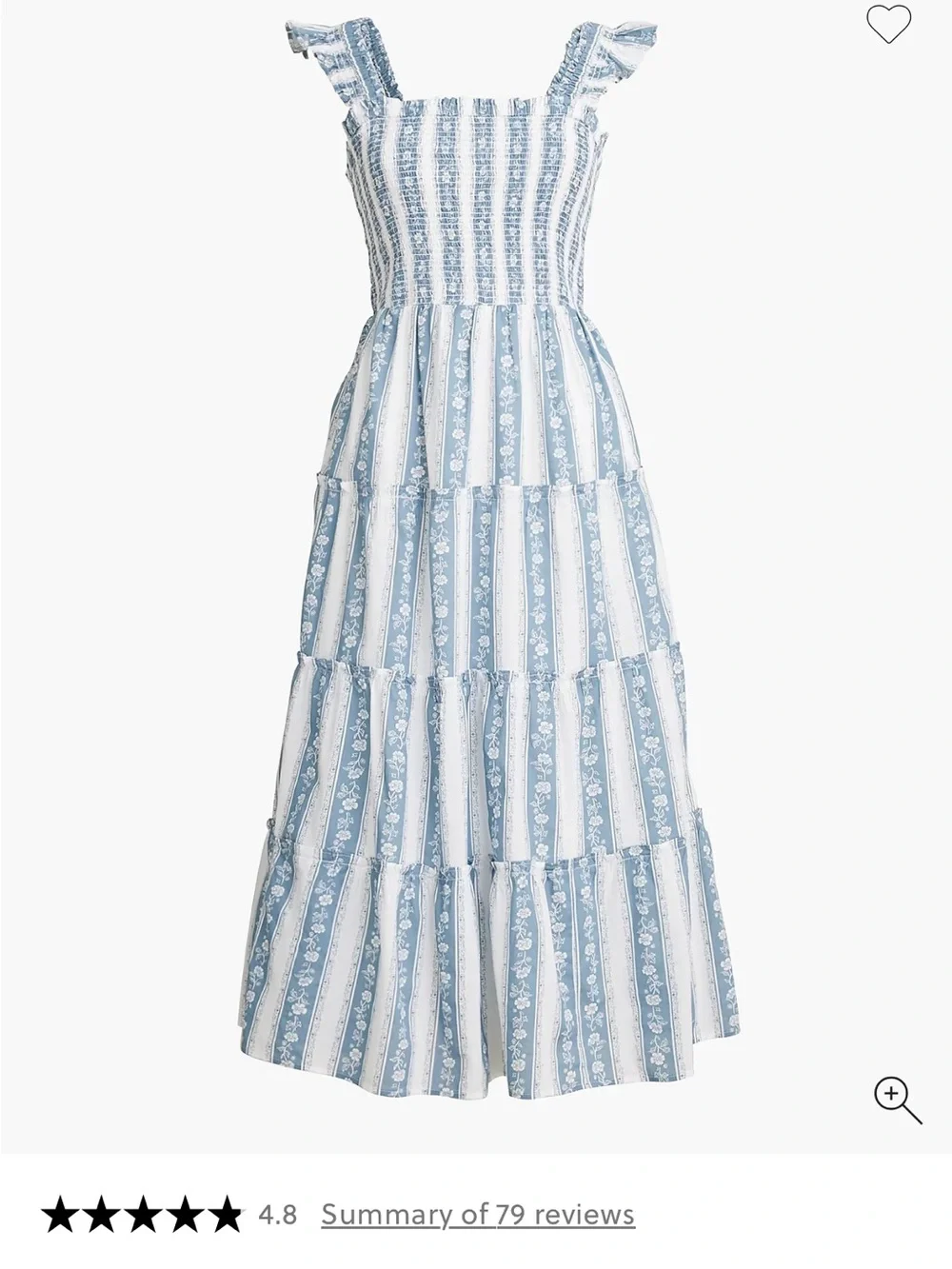 J. Crew Blue & White Striped Smocked Tiered Maxi Dress - Picture 1 of 5
